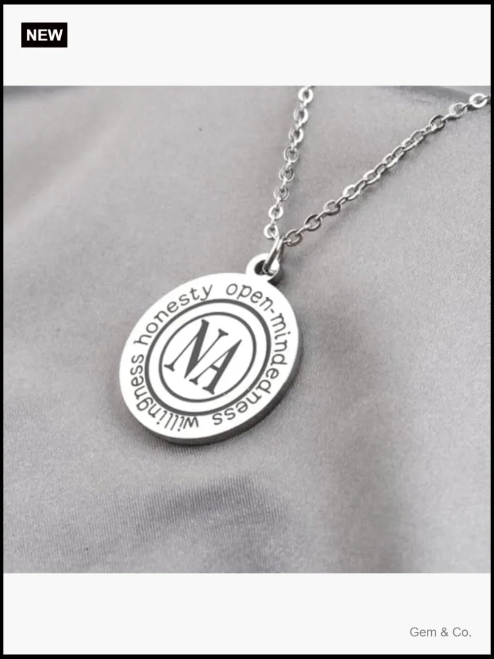 Addiction Recovery Symbol Necklace - Sobriety Gift - Pendant